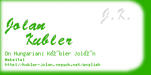 jolan kubler business card